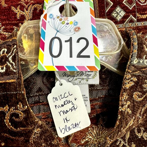 Textured Tapestry Jacquard Blazer Jacket 1X Chenille Zip Brown Indy Boho Baroque - Picture 11 of 11